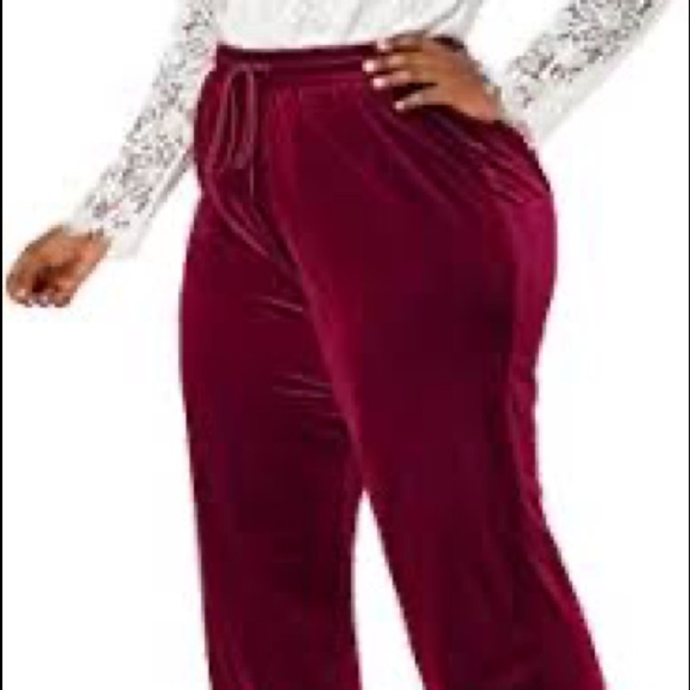 Anne Klein Womens Velvet Slim Ankle Pants Titian Red XLarge NEW